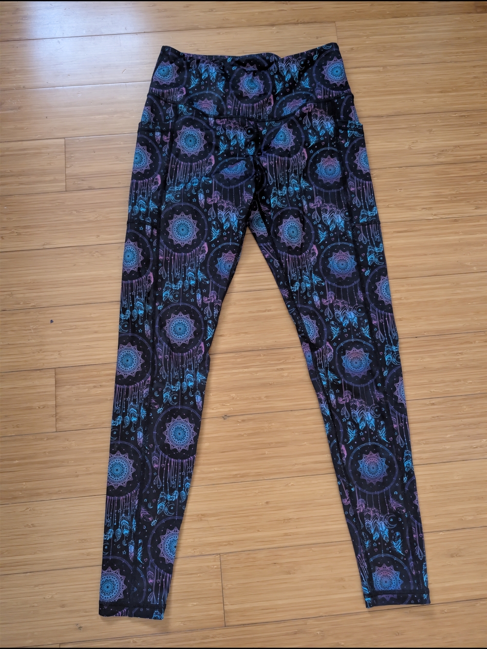 Constantly Varied Gear Black Leggings with Purple Dreamcatcher Print - Full Leng